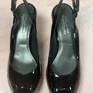 $398-Stuart Weitzman-Women-KL11832-Black Patent leather Wedges Shoes.US Sz-9.Spa
